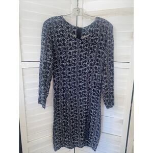 Vintage 90s Blue Black Pattern Long Sleeve Wiggle Dress sz Small Made in USA